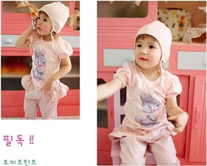 Vêtements pour enfants en gros, t-shirt en coton à manches courtes mignon avec imprimé lapin pour filles, provenant d'un fournisseur chinois - Product Image 2