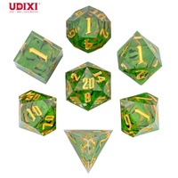 Ensemble de dés polyédriques tranchants en résine pour jeux de rôle, personnalisés, manuels, pour aménagement paysager de terrasse, avec rembourrage en mousse de coton, 7 pièces
