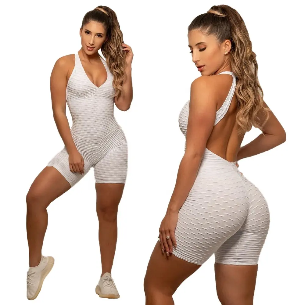 Women New Sexy Backless Yoga Wear Bodysuit Sports Training Pants Hip Up One-Piece Jumpsuit