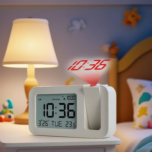 Réveil de table électronique moderne <span class=keywords><strong>Projection</strong></span> de l'heure Projecteur numérique Rétro-éclairage Snooze pour la température - Product Image 5