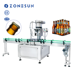 ZONESUN-Máquina automática de prensado de tapas de aluminio para botellas de bebidas de jugo, botella de champán y cerveza, corona, taponadora - Product Image 1