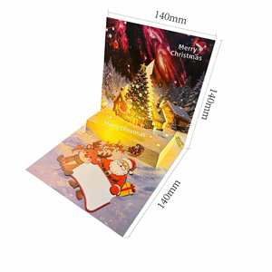 Lumières musicales de Noël haut de gamme, carte de vœux 3D pop-up en papier, style européen-américain, avec message de bénédiction et de chanson sur le thème de l'arbre - Product Image 2