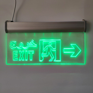 Glow in the Dark Customized Fire Exit Sign Direction Running Man Hanging Emergency Light Exit Signage