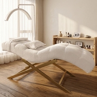 Lit de luxe pour extensions de cils en forme de S avec base en X dorée pour salon, fabrication directe en usine, logo personnalisé OEM