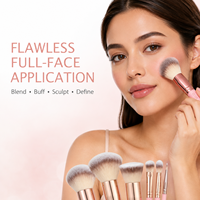 Kit de pinceaux de maquillage cosmétiques avec logo personnalisé, 30 pièces, pinceaux à paupières et à joues en poils synthétiques doux, tube en aluminium, manche en plastique