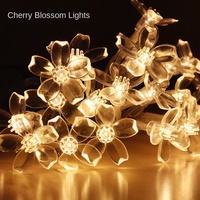 Guirlandes lumineuses solaires LED transfrontalières en forme de fleurs de cerisier et de fleurs de pêche pour l'éclairage décoratif de cour extérieure, Noël