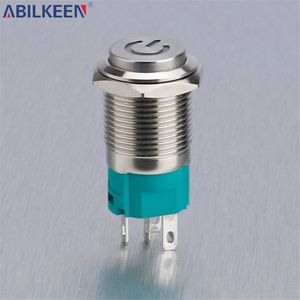 Interruptor de botón iluminado brillante 16mm 12V DC IP65 impermeable para armarios de Control Industrial paneles de equipos ahorro de energía - Product Image 5