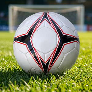 Balón de Fútbol Geométrico Blanco, Negro y Rojo con Diseño de Diamantes, Resistente, para Entrenamiento y Partidos, para Jóvenes, Interior y Exterior - Product Image 2