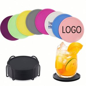 Custom Logo 10cm Non Slip <b>Heat</b> Resistant Waterproof <b>Coaster</b> Round Rubber Soft Silicone Cup <b>Coaster</b> for Drink - Product Image 1
