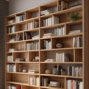 <span class=keywords><strong>Libreria</strong></span> a Muro in Legno con Spazio di Archiviazione per Soggiorno in Design Moderno e Industriale - Product Image 4