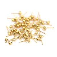 Boucle d'oreille en acier inoxydable plaqué or 18 carats avec connecteur pour la fabrication de bijoux, boule ronde de 4 mm