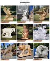 YOUFINE Statue de tigre ailé en marbre blanc sculpté à la main, sculpture volante pour la décoration extérieure de jardin, de villa et de paysage