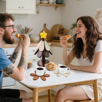 Décoration de la maison 3pcs pliable bois plats chauds dessous de plat accessoires tapis de table arbre en bois sous-verres ensemble pour cuisine et salle à manger
