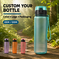 Botol Minum Olahraga Plastik Tritan Bebas BPA 500ml, Dapat Digunakan Kembali, Anti Bocor, Portabel