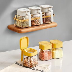 Ensemble de pots à épices Hy-14 taille M, récipients en verre hermétiques avec couvercle en plastique pour le stockage des assaisonnements solides, utilisation en cuisine - Product Image 2
