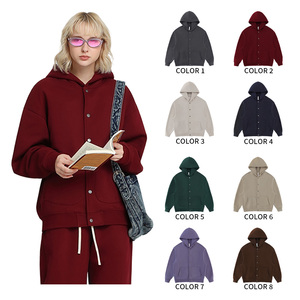 Men's Heavyweight Fleece Lined Cotton Custom Button Pullover Sweatshirt Thick Warm Winter Sports Solid ODM Embroidered Logo - Product Image 4