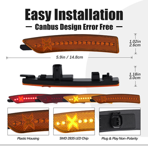 Juego de 4 Luces Laterales de Parachoques con Lente Rojo Anaranjado Específicas para Vehículo, para Ford Mustang S650 2024, Estilo X, LED - Product Image 3