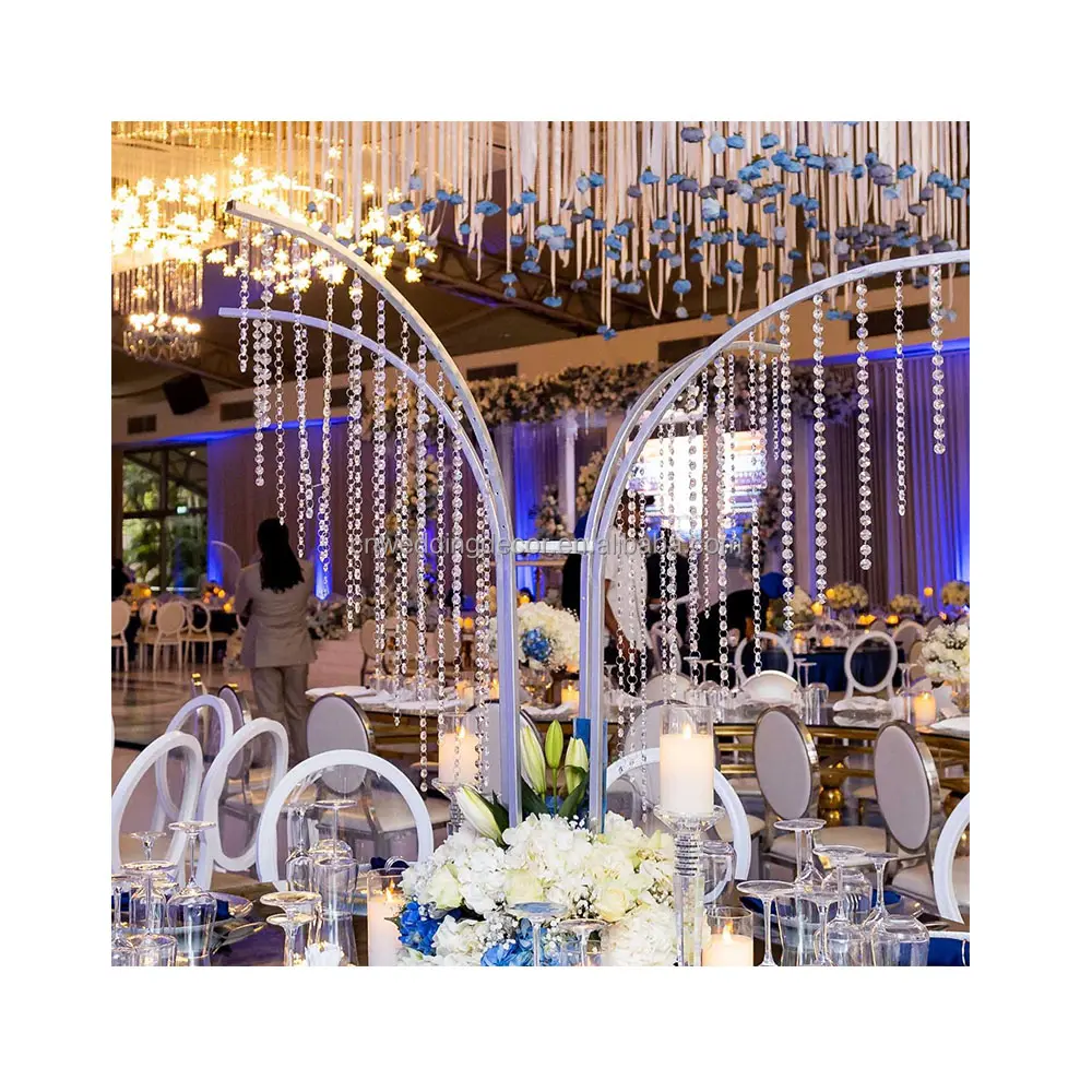 Классическая ваза, цветочный обруч с хрустальными бусиными вставками, свадебная белая рамка с бантом для свадебного стола, центральный элемент