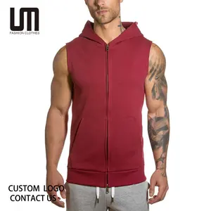 Liu Ming Großhandels preis Herren Casual Ärmelloses Bodybuilding Workout Sportswear Doppel reiß verschluss Tanktops Hoodies Sweatshirt