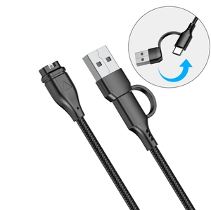 Câble de charge rapide USB Type-C 2 en 1 pour <span class=keywords><strong>Garmin</strong></span> Forerunner 570 970 <span class=keywords><strong>Fenix</strong></span> 8 7 <span class=keywords><strong>Pro</strong></span> <span class=keywords><strong>6</strong></span> 7X 7S Venu, cordon de charge rapide en nylon pour montre - Product Image 4
