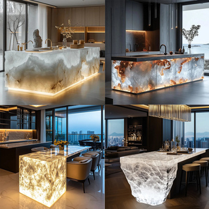 Barra de <span class=keywords><strong>Bar</strong></span> de Resina Azul Personalizada, Cristal de Cuarzo, Translúcida, Retroiluminada, con Diseño de Cascada, para Decoración del Hogar, Hotel, Villa - Product Image 5