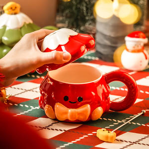 Mug en céramique Arbre de Noël avec couvercle, cuillère et tasse créative Père Noël - Product Image 2