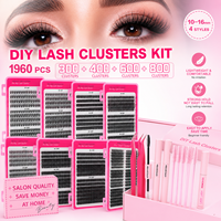Yiernuo Diy Cluster Lash Book avec nouveau design, extensions de cils en bouquets volumineux, cils moelleux 10D-200D, livre de cils 32 rangées