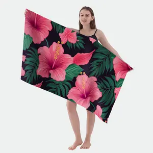 Blumen-Serie original bedrucktes doppelseitiges Vlies-Badehandtuch Schwimmen schnell trocknendes Strandhandtuch