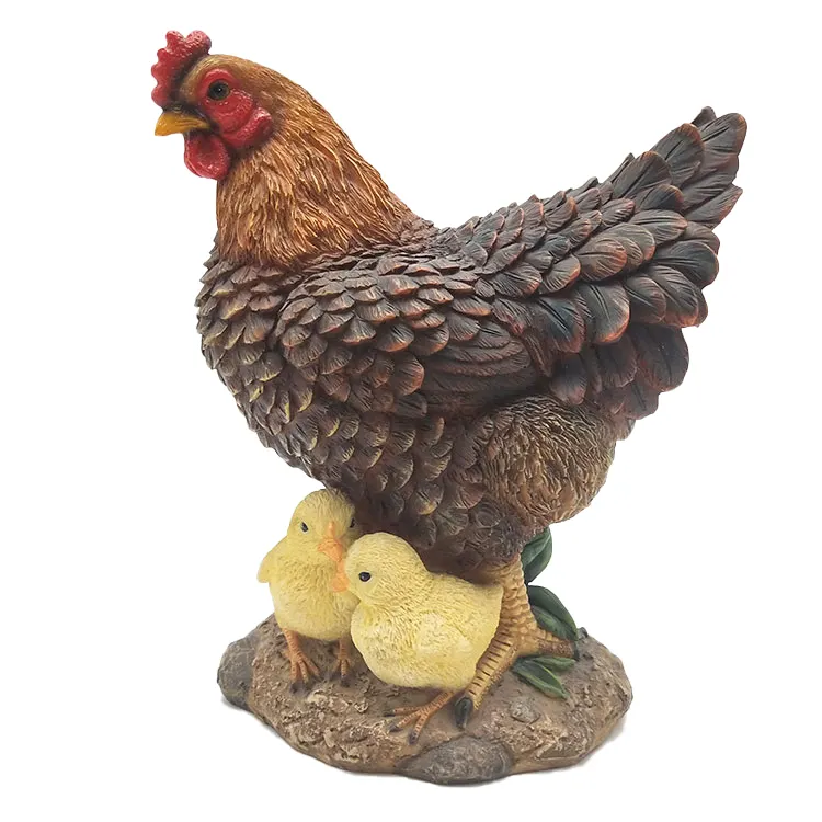 Figurine de poulet en polyrésine, décoration animaux de ferme, coq en coq, sculpture de poulet, vente en gros