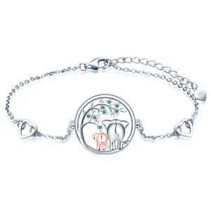 New Arrival Tree of Life Mother Daughter 925 Sterling Silver Women's Elephant Bracelet