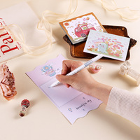 Cartes de vœux pliables assorties à motifs de dessins animés, mini-cartes de vœux mignonnes avec animaux en aquarelle, papier imprimé offset pour les fêtes