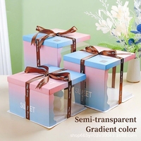 Boîte à gâteau transparente en stock, 6, 8, 10/12 pouces, boîte cadeau simple/double couche/haute pour desserts et pâtisseries