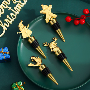 Christmas <b>Wine</b> Stopper Set Metal Santa Claus Reindeer Bird Gingerbread Man Bottle Seal Christmas Gift Decor - Product Image 2