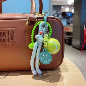 Wholesale Colourful <b>Rope</b> Tennis Ball Keychain Cute Smiling Face Keychain for Bag Pendant - Product Image 4