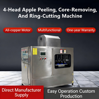 CE XinChuan Hoge Productiviteit 4-Kopige Appel- en Peren Schil-, Ontpit- en Snijmachine Op Maat Gemaakt Automatisch 220/380V Verwerking Vier