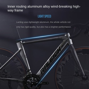 Vélo de <span class=keywords><strong>route</strong></span> Lanling Storm 700C, aérodynamique, course, 18 vitesses, guidon en forme de L, fourche à ressort, suspension, alliage d'aluminium, frein à <span class=keywords><strong>disque</strong></span> hydraulique - Product Image 3