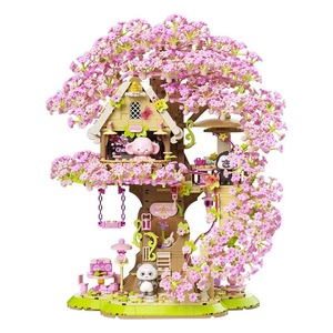 JAKI AK018 Maison dans les Arbres Fleur de <span class=keywords><strong>Cerisier</strong></span> 1800 Pièces Boîte à Musique Blocs de Construction Logo Personnalisé Vente en Gros - Product Image 1