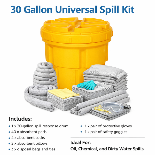 30-gallon tank and universal kit Marine Oil Spill Containment Kit Warehouse Liquid Spill Unit Universal Fluid Absorption