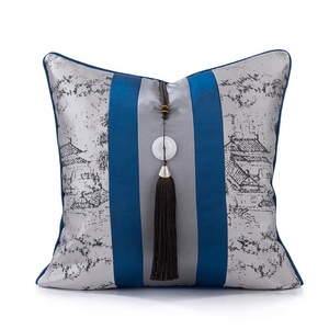 Fundas de cojín con colgante de Jade de 18x18 pulgadas, fundas de almohada <span class=keywords><strong>decorativas</strong></span> de lujo con <span class=keywords><strong>borlas</strong></span> - Product Image 1