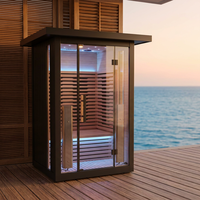 Sauna de Vapor con Exterior Metálico, Mini Sauna Exterior de Madera Sólida de Hemlock/Cedro Rojo Personalizada para Apartamento/Villa con Control por Computadora