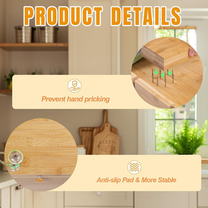 滑り止め竹製まな板、障害者や脳卒中患者向け片手用まな板 - Product Image 4