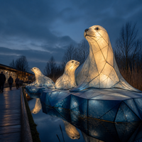 Expositions de lanternes géométriques sur le thème des animaux pour les sentiers lumineux des zoos et les parcs de faune sauvage