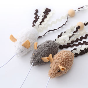 Bastoncino di peluche a forma di topo Kangdarpet | Palo in legno naturale + corda elastica con nappine | Giocattoli per gatti interattivi all'ingrosso forniture per animali domestici - Product Image 3