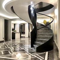 Escalier en colimaçon moderne en acier inoxydable et marbre, durable et écologique, avec main courante en verre, vente en gros directe d'usine chinoise, garantie 3 ans