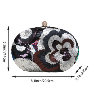 Bolso de mano brillante con lentejuelas florales para mujer, bolso de noche con cadenas de correa desmontables, bolso de mano para cóctel y boda - Product Image 3