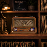 Radio de bureau domestique rétro vintage FM AM SW 3 bandes avec lecteur MP3 BT USB TF, batterie rechargeable 1200 mAh, personnalisable OEM ODM avec logo privé