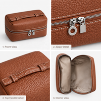 Pochette de maquillage miniature en cuir PU de luxe personnalisée, pochette cosmétique minimaliste de voyage pour femmes, pochette à main portable, organiseur de toilette
