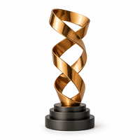 Trophée en métal grainé avec plaque en cuivre et texture de nœud tourbillonnant, récompense métallique personnalisée pour le sport, impression UV, cadeaux promotionnels pour salons professionnels