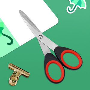 Stainless Steel Art Scissors Straight Head Black And Red Home Use Paper Cutting Stationery Scissors For Students - Product Image 3