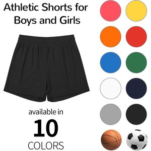 Shorts de basketball pour garçons, noirs, taille mi-haute, respirants, en polyester et coton tricoté, décontractés, avec bande latérale, tailles jeunesse 2T - Product Image 3